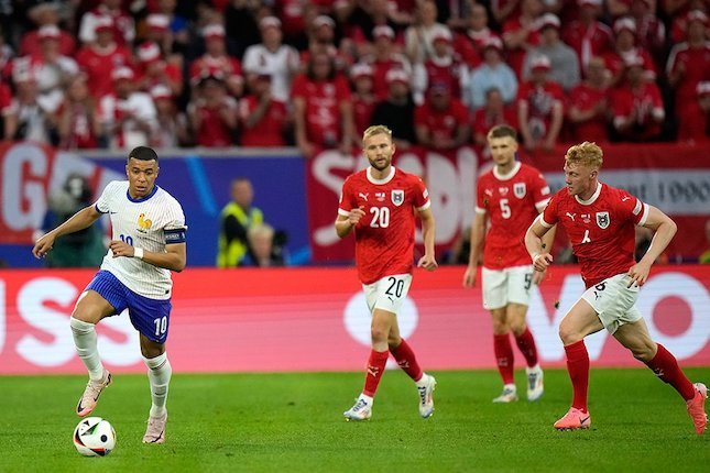 Kylian Mbappe dalam laga vs Austria di Euro 2024. Foto: (c) AP Photo/Alessandra Tarantino