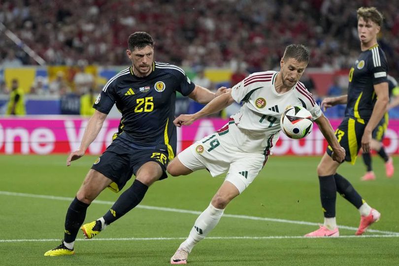 Skotlandia vs Hungaria di matchday ketiga Euro 2024. (c) AP Photo/Matthias Schrader